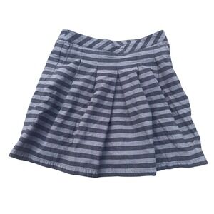 Gap Women's‎ Striped Pleated Mini Skirt Blue Gray Size 0 Career Casual